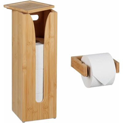 Relaxdays Bamboe Toiletrolhouder - 4 Rollen - Wand & Vrijstaand Relaxdays Bamboe Toiletrolhouder - 4 Rollen - Wand & Vrijstaand