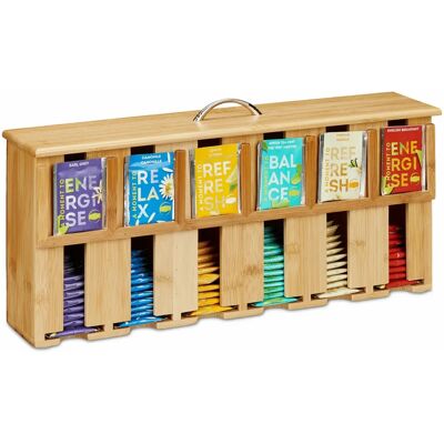 Relaxdays 10048538 tea box - Teebox Bambus Natur/Silber Relaxdays 10048538 tea box - Teebox Bambus Natur/Silber