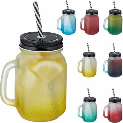 Relaxdays Juego de 8 vasos de agua con tapa y pajita - Veraniegos y multicolor Relaxdays Juego de 8 vasos de agua con tapa y pajita - Veraniegos y multicolor