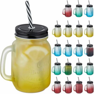 Relaxdays Cup - Glass Set with Lid and Straw Relaxdays Cup - Glass Set with Lid and Straw