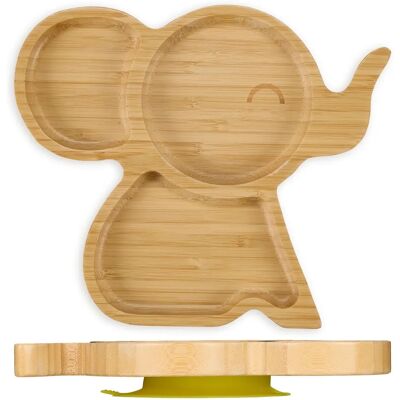 Piatto Bambù per Bambini Elefante - 3 Scomparti, Ventosa, Ecologico Piatto Bambù per Bambini Elefante - 3 Scomparti, Ventosa, Ecologico