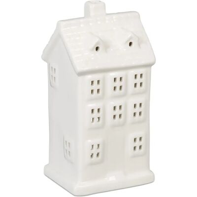 Relaxdays Ceramika domek na świece - Biały dekoracyjny podkład na tealight - 14,5cm Relaxdays Ceramika domek na świece - Biały dekoracyjny podkład na tealight - 14,5cm
