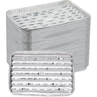 Relaxdays Aluminum Grill Trays - 100 Pack, 34x22cm, Heat Resistant to 260°C Relaxdays Aluminum Grill Trays - 100 Pack, 34x22cm, Heat Resistant to 260°C