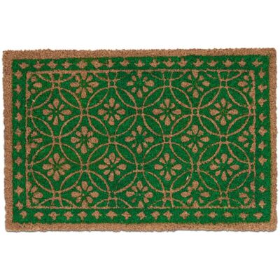 Relaxdays Kokos-Fußmatte - Grünes Blumenmuster - 60x40cm Relaxdays Kokos-Fußmatte - Grünes Blumenmuster - 60x40cm