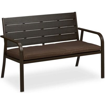 Panca da Giardino Relaxdays con Cuscino - Effetto Legno - 2 Posti Panca da Giardino Relaxdays con Cuscino - Effetto Legno - 2 Posti