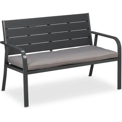Relaxdays Gartenbank - 2-Sitzer, Holzoptik, Gepolstert - Grau Relaxdays Gartenbank - 2-Sitzer, Holzoptik, Gepolstert - Grau