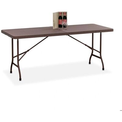 Relaxdays Gartentisch mit Rattan-Effekt - 72x180x74 cm - Braun Relaxdays Gartentisch mit Rattan-Effekt - 72x180x74 cm - Braun