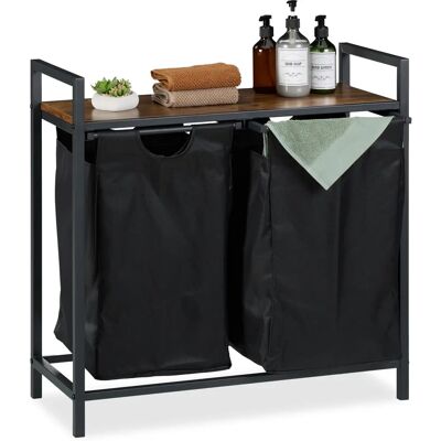 Relaxdays Wäschekorb mit Ablage - Schwarz/Braun - Wäsche Organizer Relaxdays Wäschekorb mit Ablage - Schwarz/Braun - Wäsche Organizer