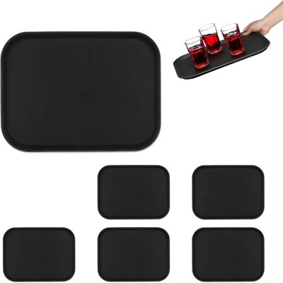 Relaxdays 6pcs Bar Tray Set Non-slip Rectangular Serving Plates - Serving Trays Relaxdays 6pcs Bar Tray Set Non-slip Rectangular Serving Plates - Serving Trays