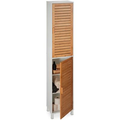 Relaxdays Weiß/Natur Badezimmerhochschrank, 6 Fächer Relaxdays Weiß/Natur Badezimmerhochschrank, 6 Fächer