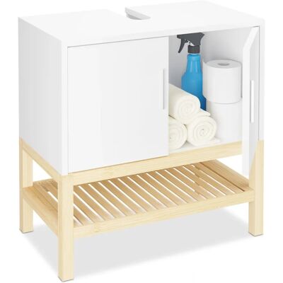 Mobile bagno Relaxdays - Bianco/Naturale - Spazio di stoccaggio sotto lavabo Mobile bagno Relaxdays - Bianco/Naturale - Spazio di stoccaggio sotto lavabo