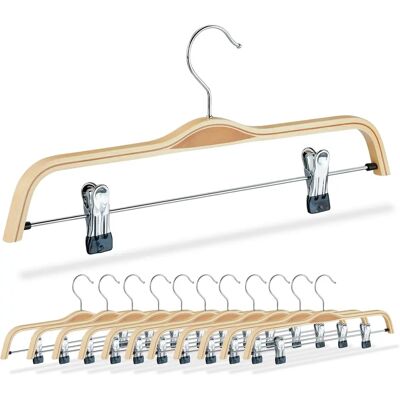 Relaxdays Perchas de Madera para Pantalones y Faldas - Pack de 12, Pinzas Ajustables, 37.5cm Relaxdays Perchas de Madera para Pantalones y Faldas - Pack de 12, Pinzas Ajustables, 37.5cm