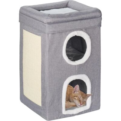 Relaxdays Katzenhaus mit 2 Höhlen, Offen, 63x40x40 cm, Grau & Weiß Relaxdays Katzenhaus mit 2 Höhlen, Offen, 63x40x40 cm, Grau & Weiß