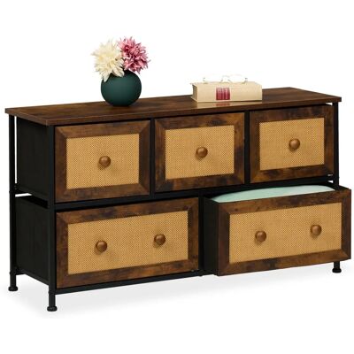 Relaxdays Armario de 5 Cajones en Estilo Ratán - Mueble Relaxdays Armario de 5 Cajones en Estilo Ratán - Mueble