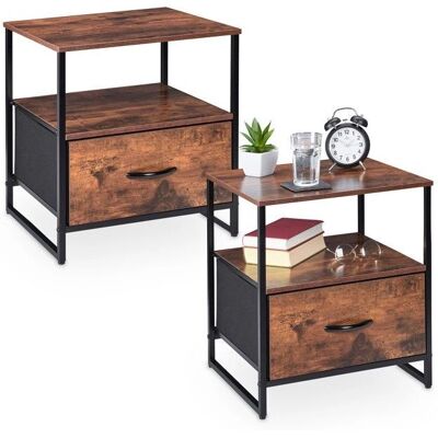 Table de Nuit Relaxdays avec tiroir - 50x45x42.5 cm - Noir/Marron - NUIT - Publicité Table de Nuit Relaxdays avec tiroir - 50x45x42.5 cm - Noir/Marron - NUIT - Publicité