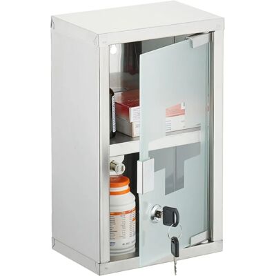 RELAXDAYS Stainless Steel Medicine Cabinet with Lock - 30x18x12 cm RELAXDAYS Stainless Steel Medicine Cabinet with Lock - 30x18x12 cm