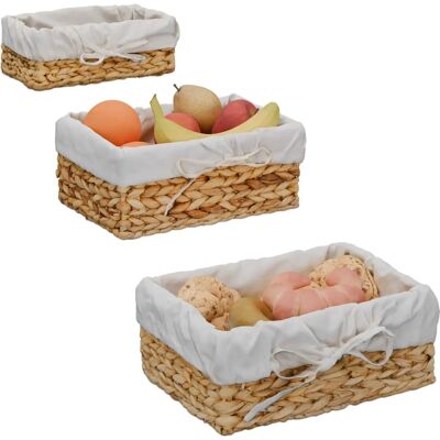 Relaxdays Water Hyacinth Bread Basket Set - Natural & Cream - 3 Sizes Relaxdays Water Hyacinth Bread Basket Set - Natural & Cream - 3 Sizes