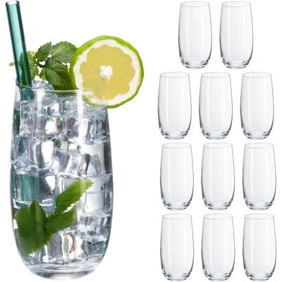 Relaxdays Ensemble de 12 Verres en Cristal - Design Moderne - Publicité Relaxdays Ensemble de 12 Verres en Cristal - Design Moderne - Publicité