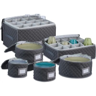 Relaxdays - Aufbewahrungsboxen für Gläser und Geschirr - Grau Relaxdays - Aufbewahrungsboxen für Gläser und Geschirr - Grau