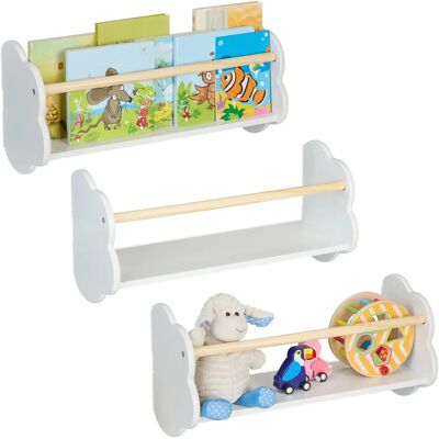 Relaxdays Estanterías Infantiles Nube, Juego de 3 - Almacenaje en Pared Relaxdays Estanterías Infantiles Nube, Juego de 3 - Almacenaje en Pared