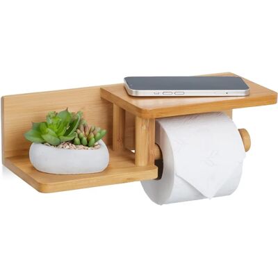 Suporte de Papel Higiênico em Bambu RELAXDAYS com 2 Prateleiras - Acessório de Banheiro de Parede Suporte de Papel Higiênico em Bambu RELAXDAYS com 2 Prateleiras - Acessório de Banheiro de Parede