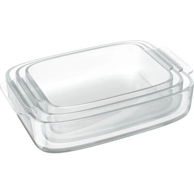 Relaxdays - Rectangular Glass Bakeware Set - 3 pcs - Bakeware Relaxdays - Rectangular Glass Bakeware Set - 3 pcs - Bakeware