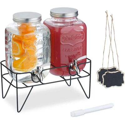Relaxdays Set 2 Drinkdispensers met Standaard, 4L Limonade, Roestvrij Stalen Kraan Relaxdays Set 2 Drinkdispensers met Standaard, 4L Limonade, Roestvrij Stalen Kraan