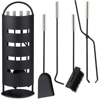 Relaxdays Kaminzubehör-Set - 5-tlg. - Schwarz/Silber Relaxdays Kaminzubehör-Set - 5-tlg. - Schwarz/Silber