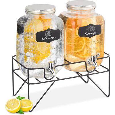 Relaxdays Getränkespender Set - 2 Glas 4L Vintage Style Relaxdays Getränkespender Set - 2 Glas 4L Vintage Style