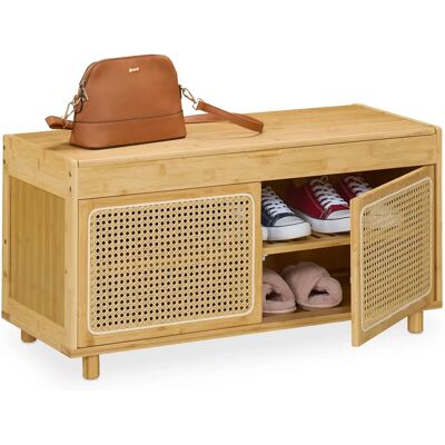 Relaxdays Förvaringsbänk Bambú 2 hyllor Naturlig/Beige - Förvaringsbänk Relaxdays Förvaringsbänk Bambú 2 hyllor Naturlig/Beige - Förvaringsbänk