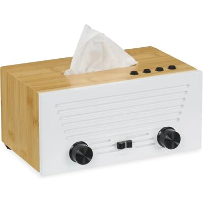 Relaxdays Bamboo Tissue Box - Retro Radio Style - Tissue Holder Relaxdays Bamboo Tissue Box - Retro Radio Style - Tissue Holder