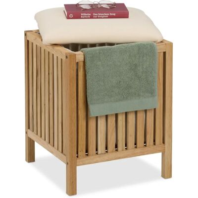Relaxdays Walnuss Wäschekorb mit Sitz - Wäschekorb mit Sitz Relaxdays Walnuss Wäschekorb mit Sitz - Wäschekorb mit Sitz