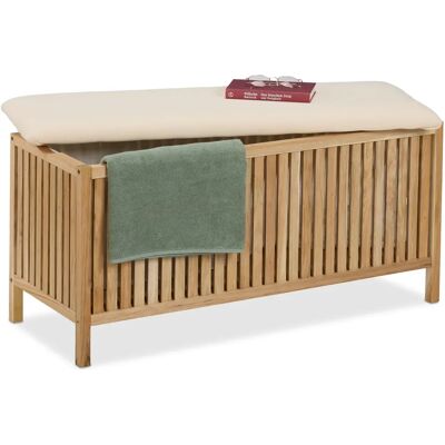 Relaxdays Pyykkiteline säilytyksellä - 100 L - Luonnollinen ja Valkoinen Relaxdays Pyykkiteline säilytyksellä - 100 L - Luonnollinen ja Valkoinen