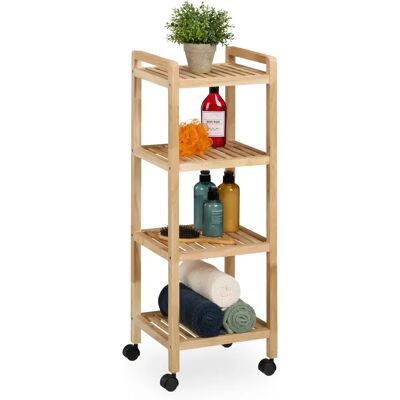Relaxdays Walnut Wood Bathroom Shelf with 4 Wheels Relaxdays Walnut Wood Bathroom Shelf with 4 Wheels