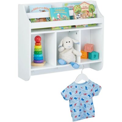 Étagère Murale pour Enfants Relaxdays - 5 Tablettes, 3 Crochets - Blanc - Publicité Étagère Murale pour Enfants Relaxdays - 5 Tablettes, 3 Crochets - Blanc - Publicité