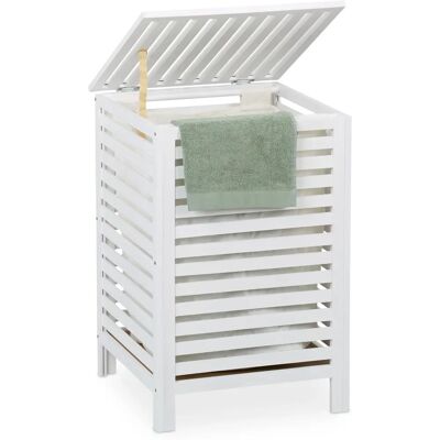 Panier à linge en noyer avec sac amovible - 63L - Publicité Panier à linge en noyer avec sac amovible - 63L - Publicité
