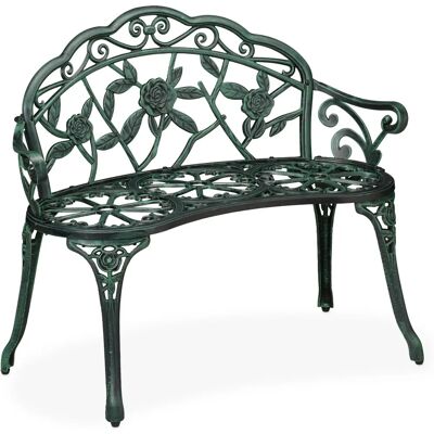 Relaxdays - Banco de jardín - 2 plazas de aluminio y fundición - Diseño vintage - Negro/Verde Relaxdays - Banco de jardín - 2 plazas de aluminio y fundición - Diseño vintage - Negro/Verde