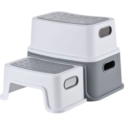 Relaxdays - 10053918 - Bianco Grigio - 2 gradini - sgabello Relaxdays - 10053918 - Bianco Grigio - 2 gradini - sgabello