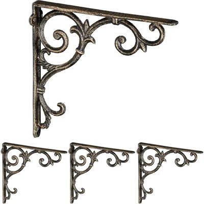 Relaxdays - Bracket Set - Bronze - Iron Cast - Regalwinkel Relaxdays - Bracket Set - Bronze - Iron Cast - Regalwinkel