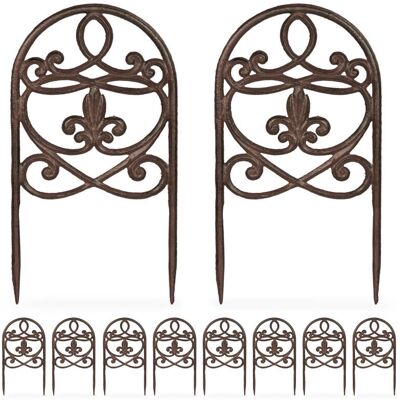 Relaxdays - 10-piece-border-fence - Braun - Gusseisen - Beetumrandung aus Metall Relaxdays - 10-piece-border-fence - Braun - Gusseisen - Beetumrandung aus Metall
