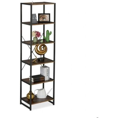 Relaxdays - Hyllor 180x50x35cm - 6 Hyllor - Svart/Brun Relaxdays - Hyllor 180x50x35cm - 6 Hyllor - Svart/Brun