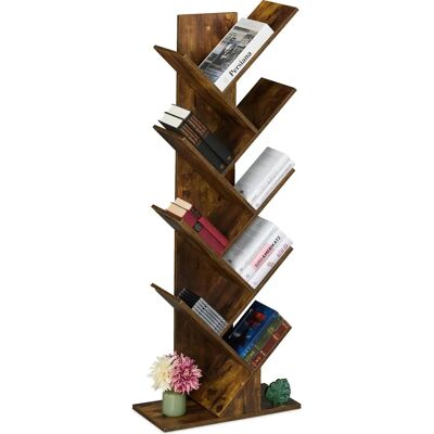 Relaxdays - Étagère à Livres, 138x51x25 cm, 9 Niveaux, Forme d'Arbre, Marron - Publicité Relaxdays - Étagère à Livres, 138x51x25 cm, 9 Niveaux, Forme d'Arbre, Marron - Publicité