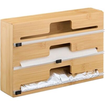 Relaxdays Bamboe keukenfolie-dispenser - Multi-vak organizer Relaxdays Bamboe keukenfolie-dispenser - Multi-vak organizer