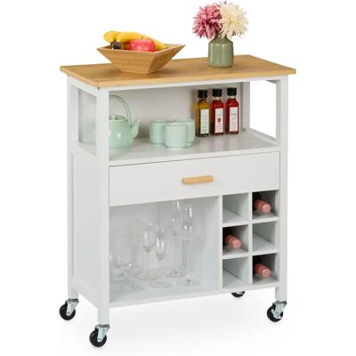 Relaxdays Chariot de Cuisine en Bambou - Porte-bouteilles 6 bouteilles - Rangement de Cuisine - Publicité Relaxdays Chariot de Cuisine en Bambou - Porte-bouteilles 6 bouteilles - Rangement de Cuisine - Publicité