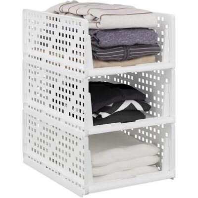 Relaxdays Set van 3 witte stapelbare opbergdozen - Organizer kast Relaxdays Set van 3 witte stapelbare opbergdozen - Organizer kast