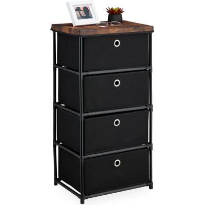 Relaxdays Ladekast, 4 stoffen laden, metaal, houtlook - Chester Drawer Relaxdays Ladekast, 4 stoffen laden, metaal, houtlook - Chester Drawer