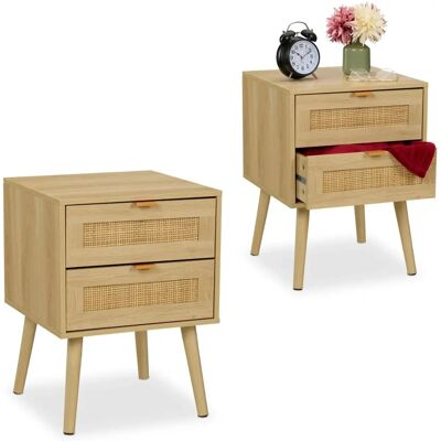 Relaxdays Natuurlijke Rattan-Stijl Nachtkastje - Nachtkastje Relaxdays Natuurlijke Rattan-Stijl Nachtkastje - Nachtkastje