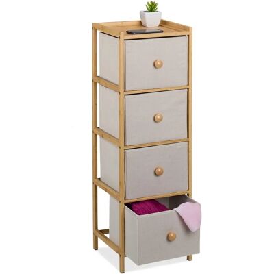 Relaxdays - Kompakte Bambuschest - 94x31x30cm - 4 Schubladen - Beige/Natur Relaxdays - Kompakte Bambuschest - 94x31x30cm - 4 Schubladen - Beige/Natur