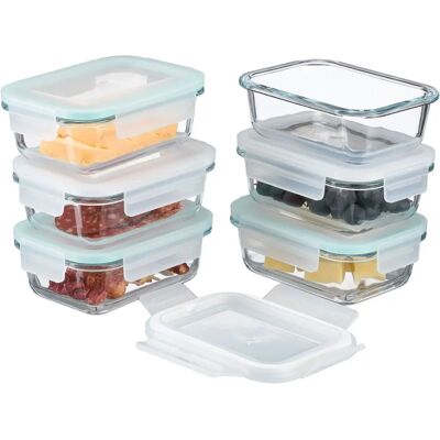 Relaxdays - Set med 6 glasbehållare - 370 ml Relaxdays - Set med 6 glasbehållare - 370 ml