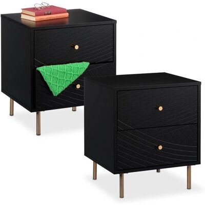 Relaxdays Nachttisch-Set aus 2 - Nachttisch, 52x45x40cm, Schwarz/Gold Relaxdays Nachttisch-Set aus 2 - Nachttisch, 52x45x40cm, Schwarz/Gold